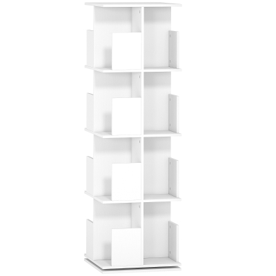 HOMCOM Bibliothèque Rotative 4 Niveaux 16 Compartiments Blanc