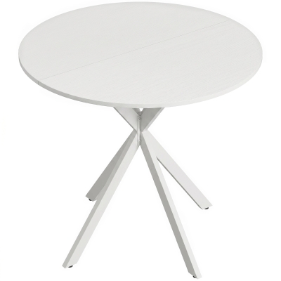 HOMCOM Mesa de Cozinha Redonda 80 cm Tampo Compacto Aglomerado Metal Branco