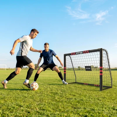 SPORTNOW Poartă de fotbal pentru grădină 1,8 x 1,2 m pentru adolescenți & adulți Poartă robustă pentru exterior cu plasă și protecție, ancore de sol