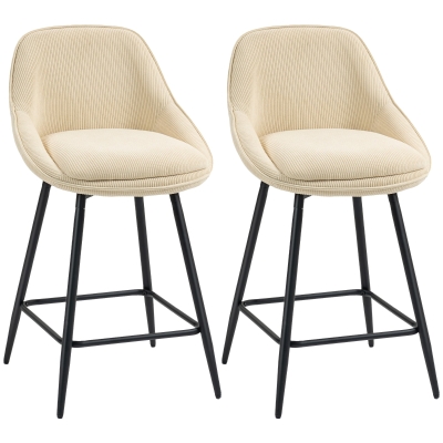 HOMCOM Tabourets de Bar Pivotants Velours Beige (Set de 2)