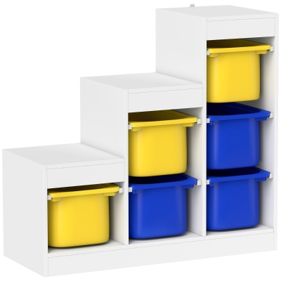 AIYAPLAY Móvel de Arrumação para Brinquedos Infantis com 6 Cestos Removíveis 3 Níveis de Arrumação 96x38,5x90 cm Multicolorido