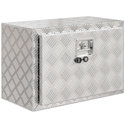 HOMCOM Cutie pentru Unelte de 76L din Aluminiu cu Încuietoare, 2 Chei și Mâner Lateral, 60,9x35,5x40,6 cm, Argintiu