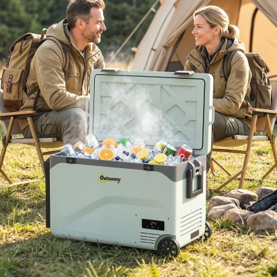 Outsunny Frigorifero Portatile con App e Ruote, Grigio