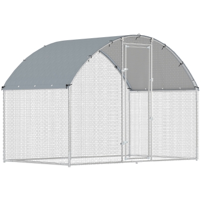 PawHut Gallinero para Exterior 2,8x1,7x1,9 m Cubierta de Tela Oxford Anti-UV Impermeable Pestillos para 5-8 Gallinas Plata