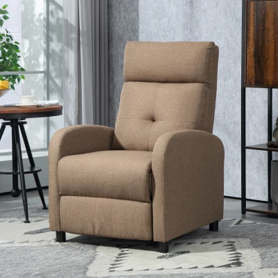 HOMCOM Sillón Reclinable Manual Sofá Individual con Reclinación hasta 155º Carga 150 kg Marrón