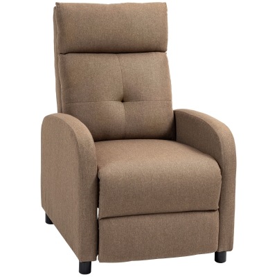 HOMCOM Sillón Reclinable Manual Sofá Individual con Reclinación hasta 155º Carga 150 kg Marrón