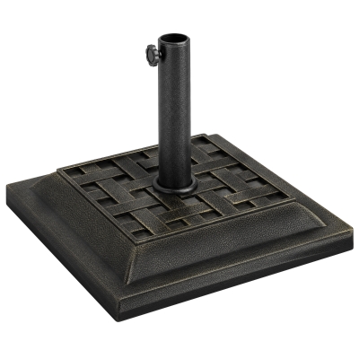 Outsunny Base para Sombrilla de Jardín Peso Neto 9 kg Soporte de Parasol Apto para Mástil de 38mm/48mm para Terraza Patio Exterior Ø44x32 cm Bronce