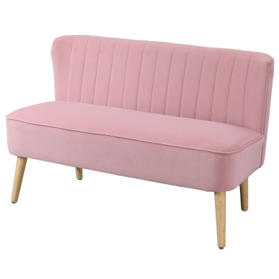 HOMCOM Sofa 2-Sitzer Stoffsofa Couch Polstersofa Loungesofa breit Rosa