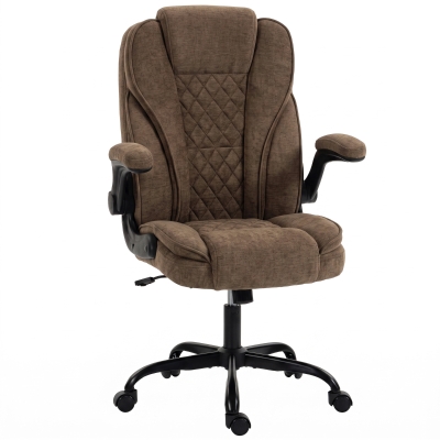 HOMCOM Ergonomic Office Chair Swivel Adjustable Flip-up Armrest Brown