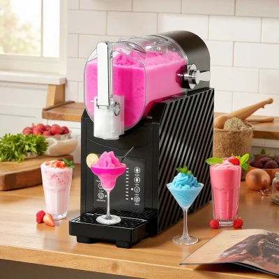 HOMCOM Slushy-Maschine, schnelle Kühlung, Rührfunktion, 2,4 L, Lichtfunktion, Schwarz
