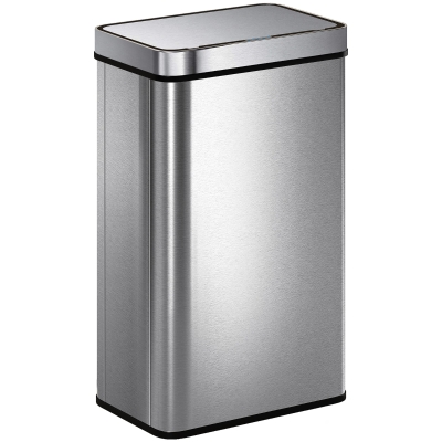 HOMCOM 60 L Sensor-Mülleimer, automatischer Deckel, Edelstahl, vielseitig einsetzbar, Silberfarben