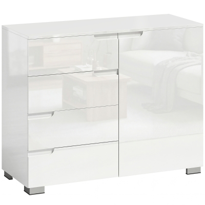 HOMCOM Kommode mit 4 Schubladen Sideboard mit 1 Tür, Verstellbarem Einlegeboden, für Wohnzimmer, Schlafzimmer 100 x 40 x 80 cm