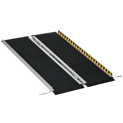 HOMCOM Rollstuhlrampe, zusammenklappbar, rutschfeste Oberfläche, vielseitig einsetzbar, tragbar, Aluminium, Schwarz