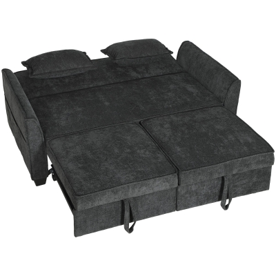 HOMCOM 2-Seater Pull-Out Sofa Bed Adjustable L-Shaped Black