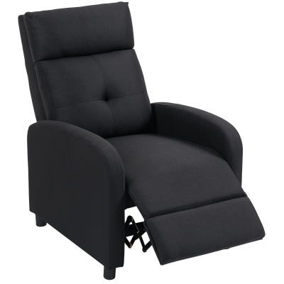 HOMCOM Relaxsessel mit Liegefunktion, ausfahrbares Fußteil, Taschenfederkern, bis 150 kg, Schwarz