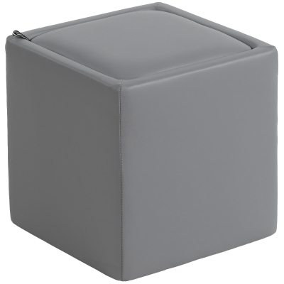 HOMCOM Sitzhocker mit Stauraum Hocker mit Deckel, Quadratischer Fußhocker Sitzwürfel Kunstleder 40 x 40 x 40 cm Grau