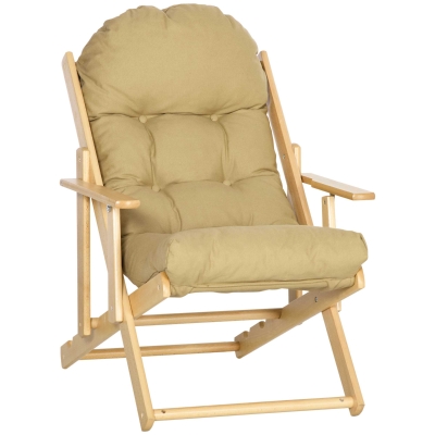 HOMCOM Fauteuil Relax Bois Pliable Coussin Capitonné