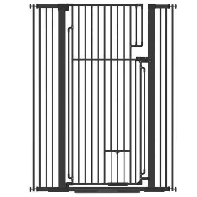 PawHut Pet Gate Cat Door Adjustable 135cm Pressure Black