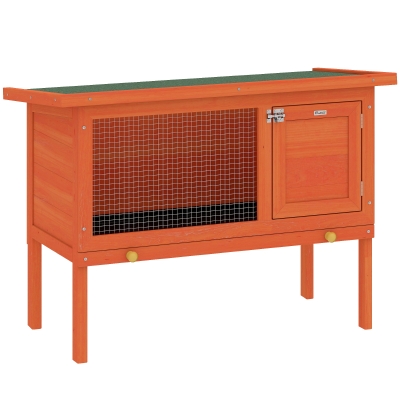 PawHut Wooden Rabbit Hutch Elevated Bunny House Outdoor Brown