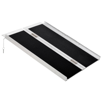 Rampa portabilă Scaun Rotile, Pliabila, Antiderapanta, Aluminiu, 91x72 cm, Argintiu