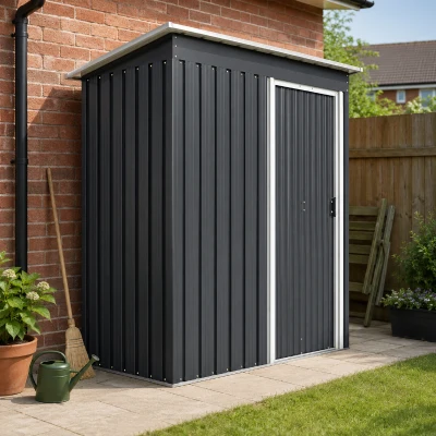 Outsunny Garden Storage Shed Black 5x3ft Sliding Door