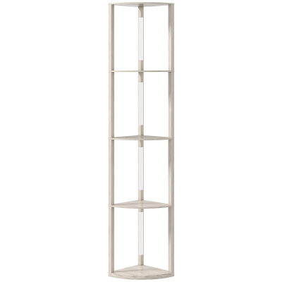 Lampadar Podea LED, 4 Rafturi, Lumină Reglabilă 3000K, MDF, Stejar