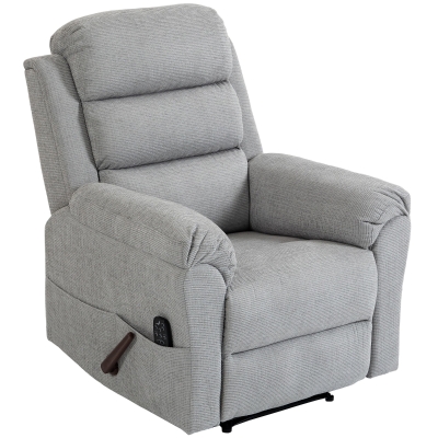 HOMCOM Massagesessel manuell verstellbar 135° beheizbar, verstellbare Kopfstütze, Chenille, Hellgrau