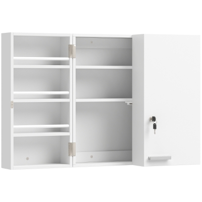 HOMCOM Medizinschrank abschließbar 2-türig Hängend Medikamentenschrank mit 11 Fächer 2 Schlüssel, 53 x 20 x 53 cm, Weiß