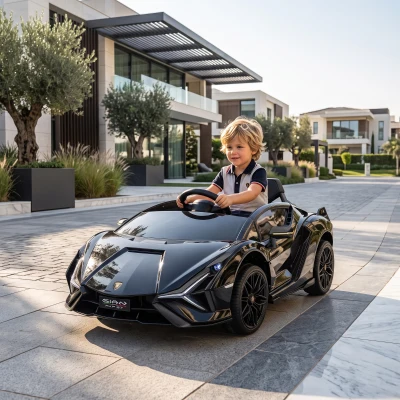 HOMCOM Lamborghini Kids Electric Ride On Car 12V Dual Motor Black