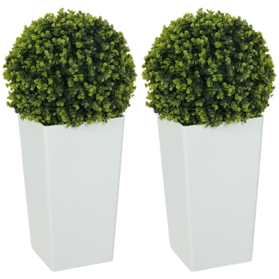 HOMCOM 2er-Set Künstlicher Eukalyptuskugeln 65 cm Kunstpflanze mit UV-Schutz, 330 Blättern im Topf, Grün