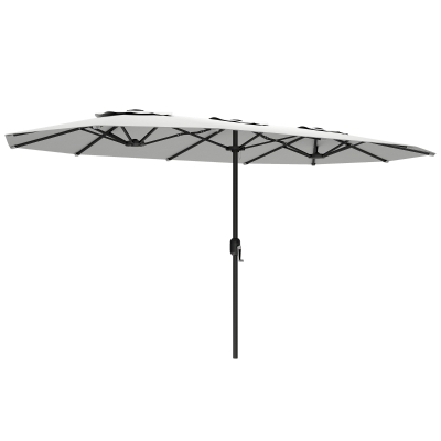 Outsunny Sombrilla Doble de Jardín 4,6x2,6 m con Manivela Manual Protección UV50+ Funda Resistente al Agua Blanco