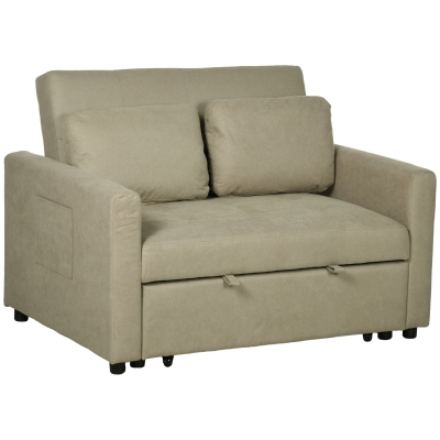 HOMCOM Loveseat Sofa Bed Light Brown with Cushions