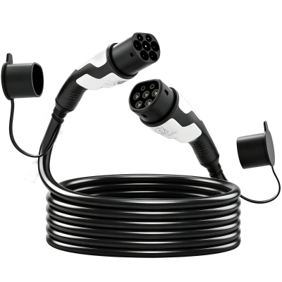 HOMCOM Cabo EV Tipo 2, 11 kW, 16 A, Mode 3, 3 fases, 5 m – Cabo de extensão para carros elétricos & híbridos plug-in