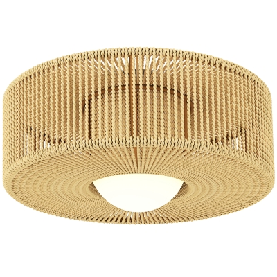 HOMCOM Deckenleuchte, Boho-Deckenlampe Hängend mit G9 LED Fassung, Lampenschirm aus Hanfseil Rund