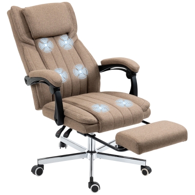 Vinsetto Cadeira de Escritório com 6 Pontos de Massagem com Vibração Reclinável com Altura Ajustável 65x61x101-113 cm Marrom
