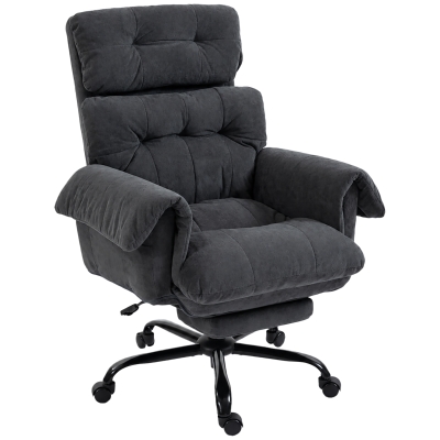 HOMCOM Fauteuil Bureau Acier Gris Réglable Roulant Rembourré