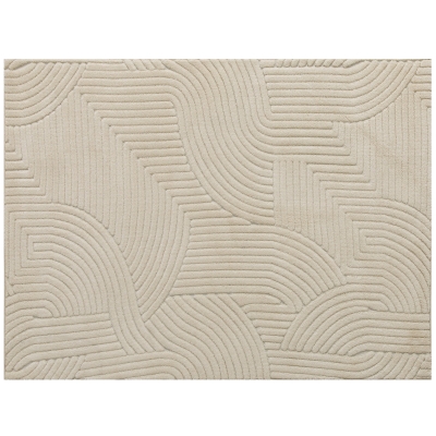 Covor Modern Antiderapant cu Design Liniar, Crem