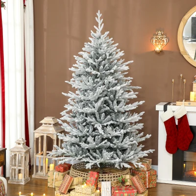 HOMCOM Künstlicher Weihnachtsbaum 180 cm künstlich Tannenbaum mit Schnee, 1976 Spitzen für drinnen