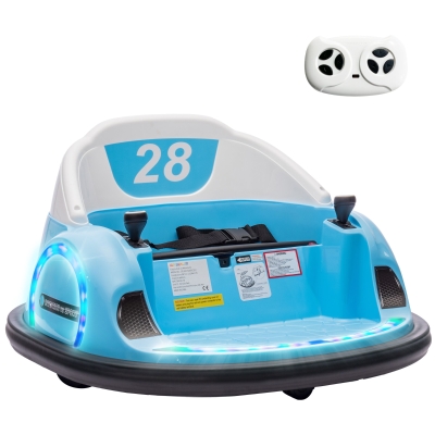 AIYAPLAY Autoscooter, 360° Rotation, 2 km/h Geschwindigkeit, Sicherheitsgurt, LED-Lichter, Musik und Hupe, Blau