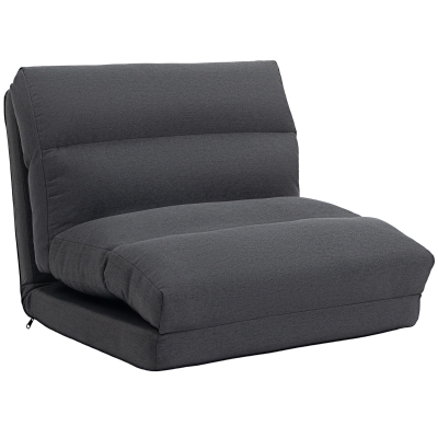 HOMCOM Sitzsack mit Bettfunktion, neigbare Lehne, klappbar, bis 120kg, 70 x 72 x 56 cm, Dunkelgrau