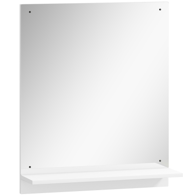HOMCOM Badspiegel 50 x 60 cm Wandspiegel mit Regal, Badezimmerspiegel für Eingangsbereich, Flur, Weiß