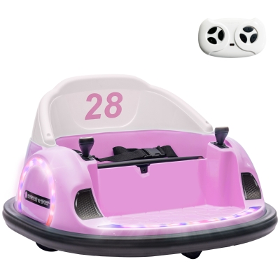 AIYAPLAY Autoscooter, 360° Rotation, 2 km/h Geschwindigkeit, Sicherheitsgurt, LED-Lichter, Musik und Hupe, Rosa