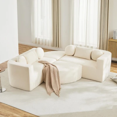 Canapé modulaire avec fonction couchage, Beige