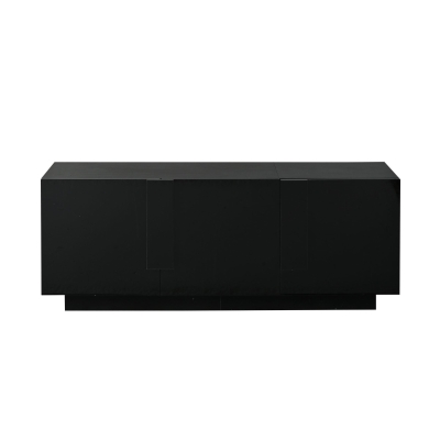 Aparador para sala de estar, armário de arrumação largo de três portas, design minimalista moderno, 35x160x60 cm, Preto