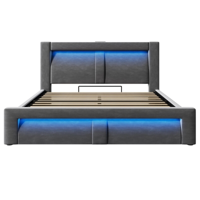Letto matrimoniale 140x200 cm con leva idraulica, Grigio