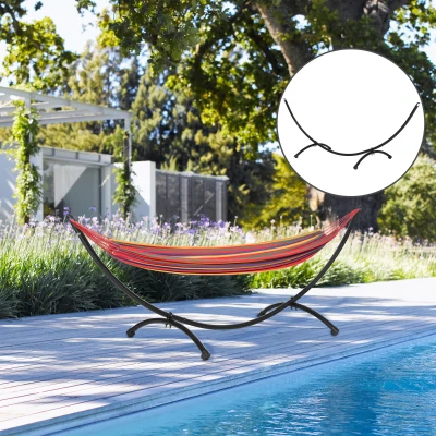 Outsunny hangmatstandaard outdoor van staal 300cm x 90cm x100cm hangmatstandaard met spankoord tot 120 kg hangstoel frame voor tuin strand camping zwart