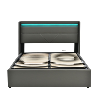 Letto contenitore con leva idraulica, Grigio