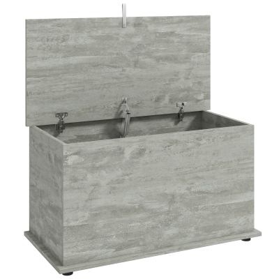 HOMCOM Aufbewahrungstruhe, Sitzbank mit Klappdeckel und Sicherheitsscharnier, 80 x 40 x 45 cm, Grau