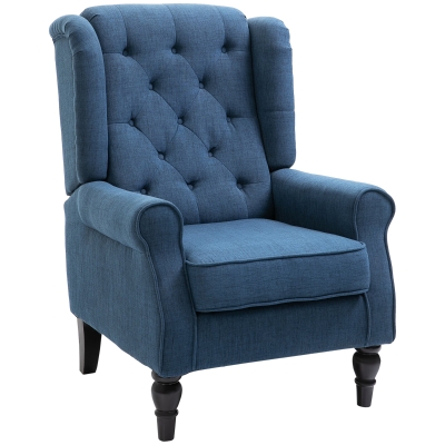 HOMCOM Poltrona per Salotto in Stile Francese con Cuscini Blu