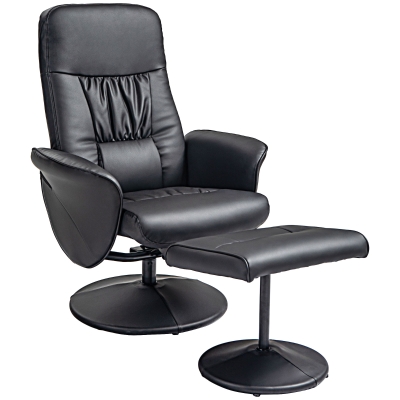 HOMCOM 2-delige fauteuilset Fauteuil met voetenbank Relaxfauteuil met voetenbank, verstelbare hoogte, verstelbare rugleuning, zwart